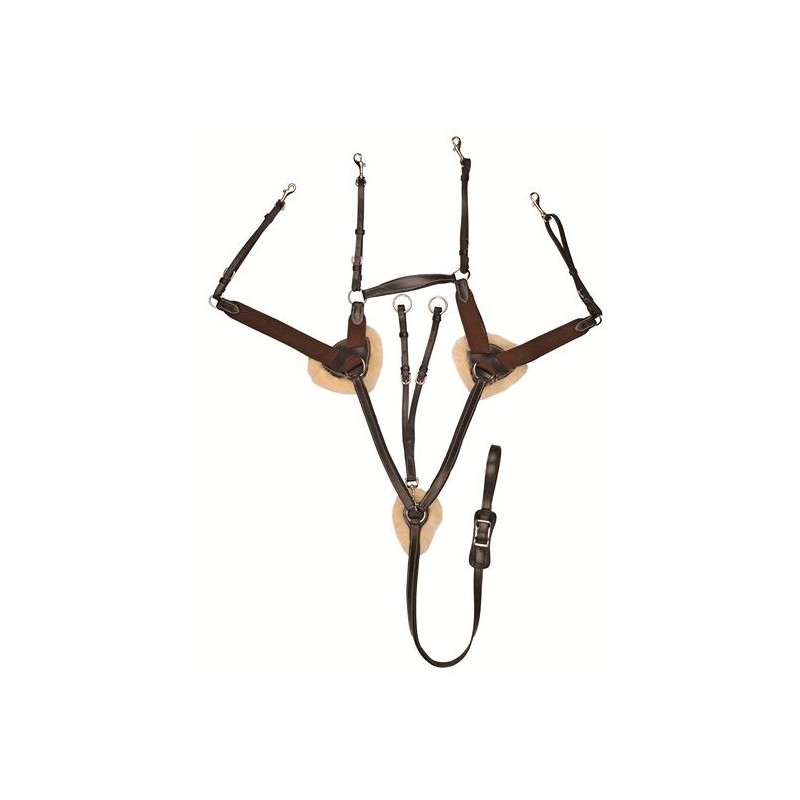 HKM Collier Avant Avec Martingale Et Caoutchouc – Taille M, Noir, Cuir, Insert Élastique, Fourchette Amovible